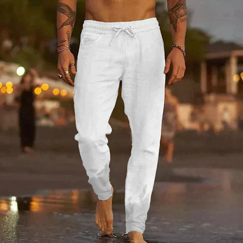 Herren Leinenhose mit lockerem Schnitt und Kordelzug