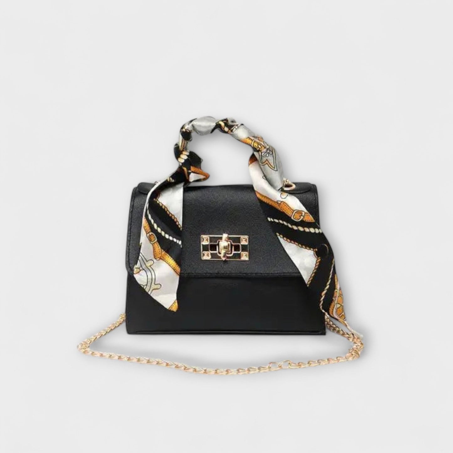 KROHN-E Damen Handtasche Strukturiert Elegant Schwarz