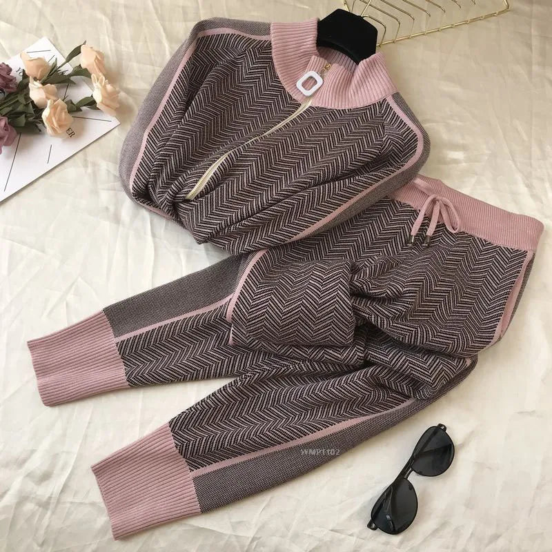 Krohn-e | Strickpullover und Hosen Satzs mit Reißverschluss
