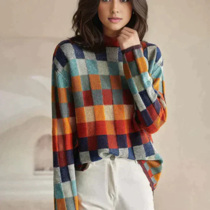 Rumänischer Couture-Patchwork-Rollkragenpullover