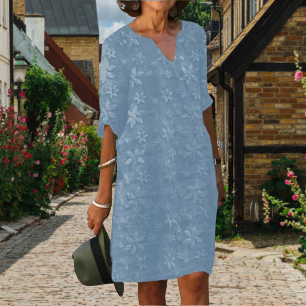 Elegantes Leinenkleid von Janet mit Blumenmuster