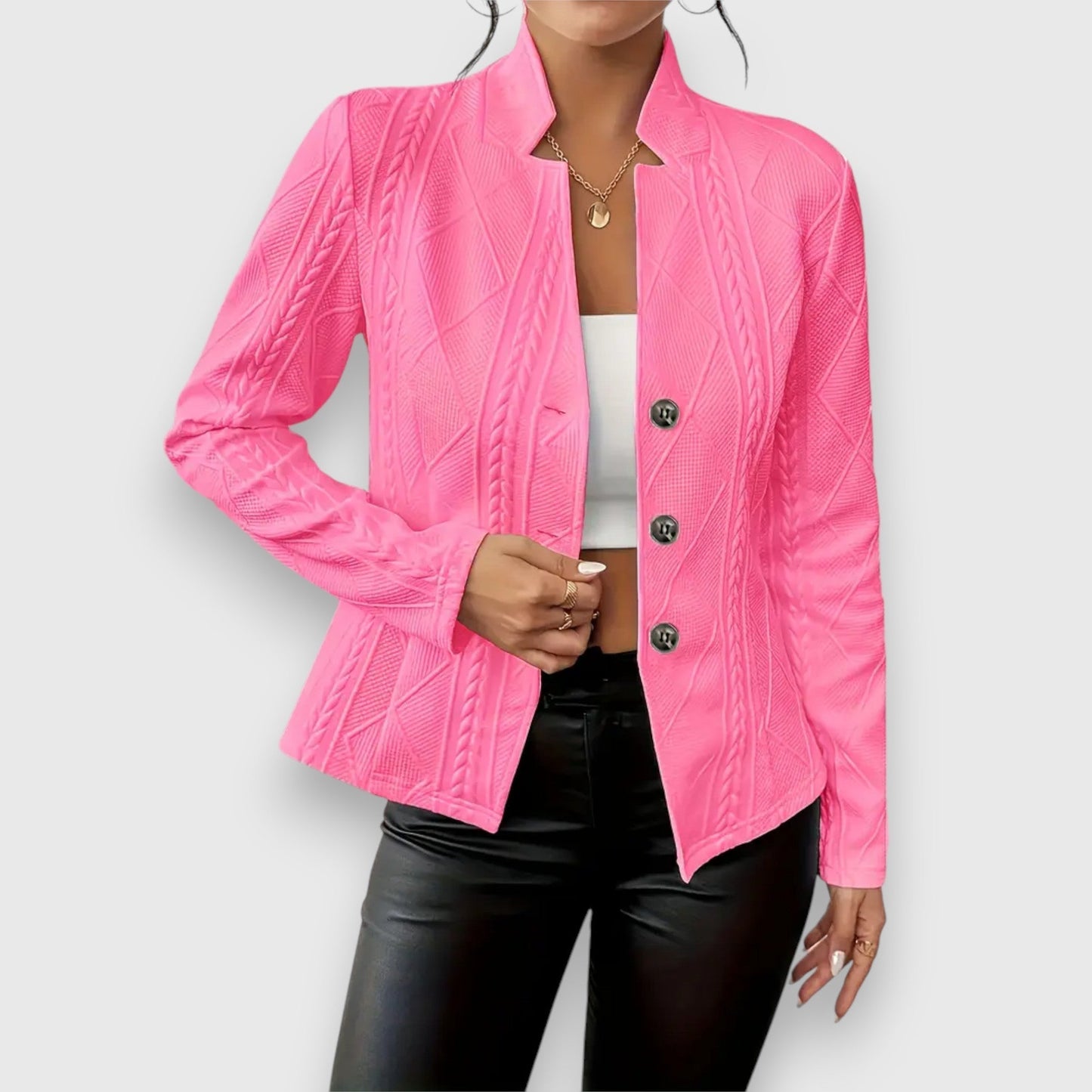 Reina | Damen Troyer Pullover Zopfmuster Langarm Anliegend