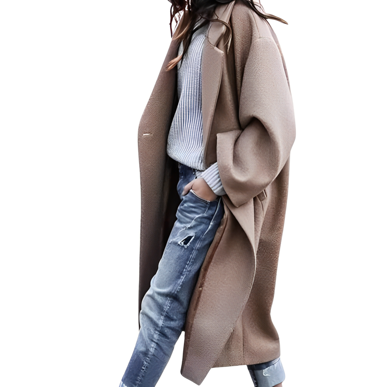 Elegantes Wollmantel von Leola mit Reverskragen und langer Schnittführung