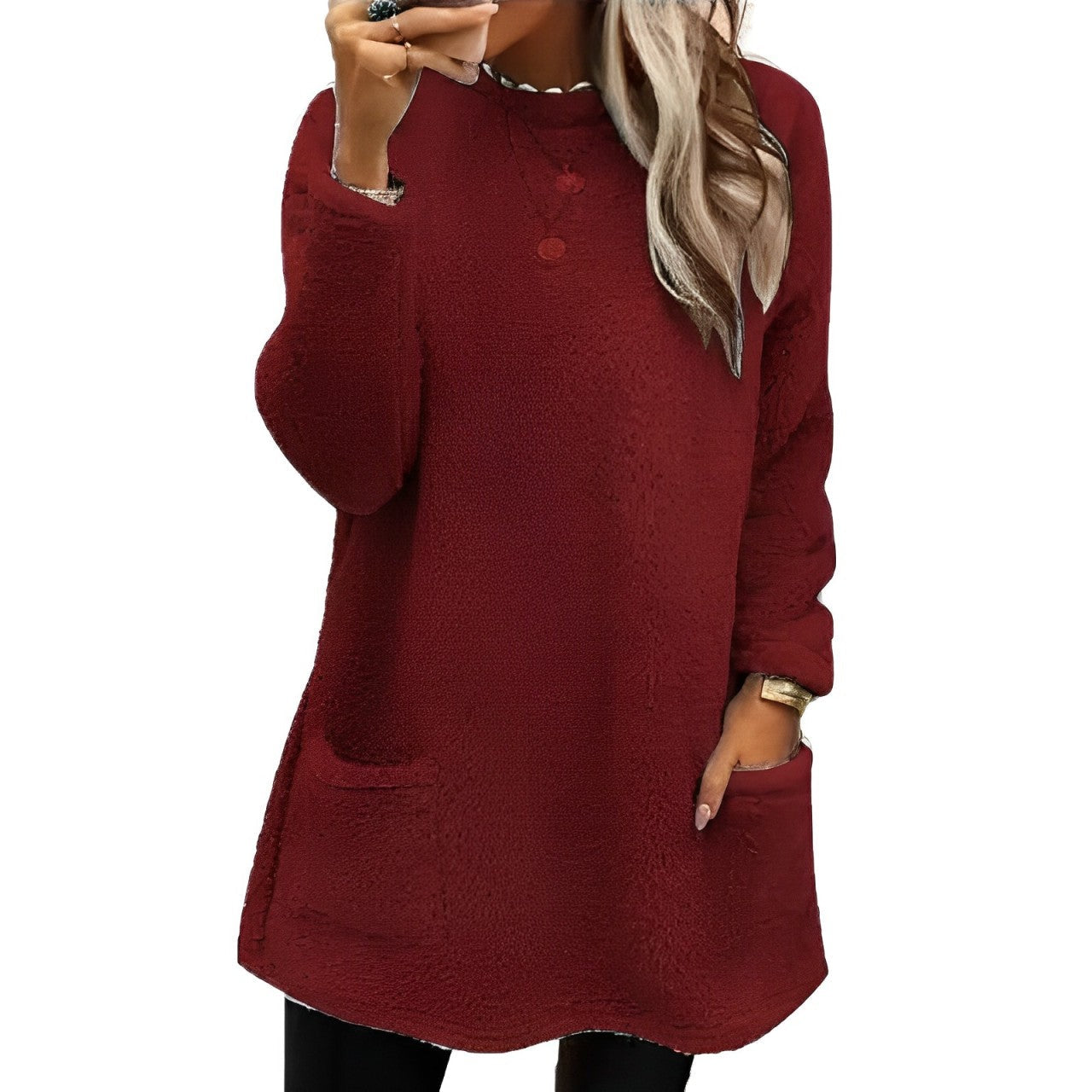 Jessamyn: Weicher Fleece-Pullover mit Taschen