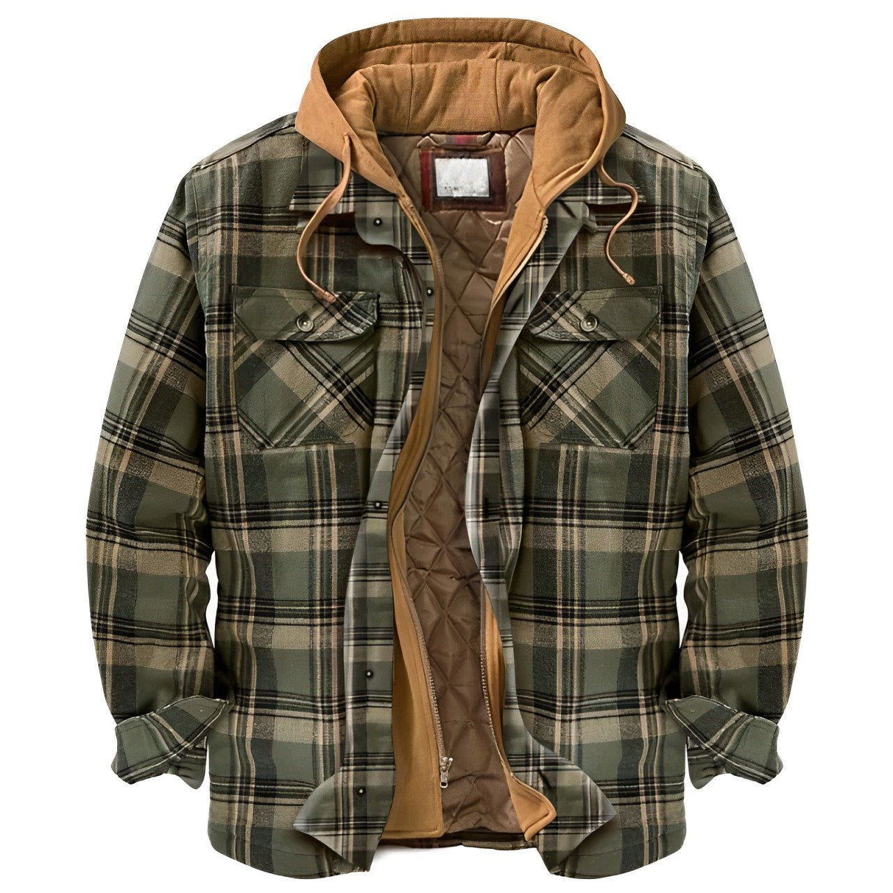 Krohn-e | Warme Kapuzenjacke mit Karo-Muster für Herren