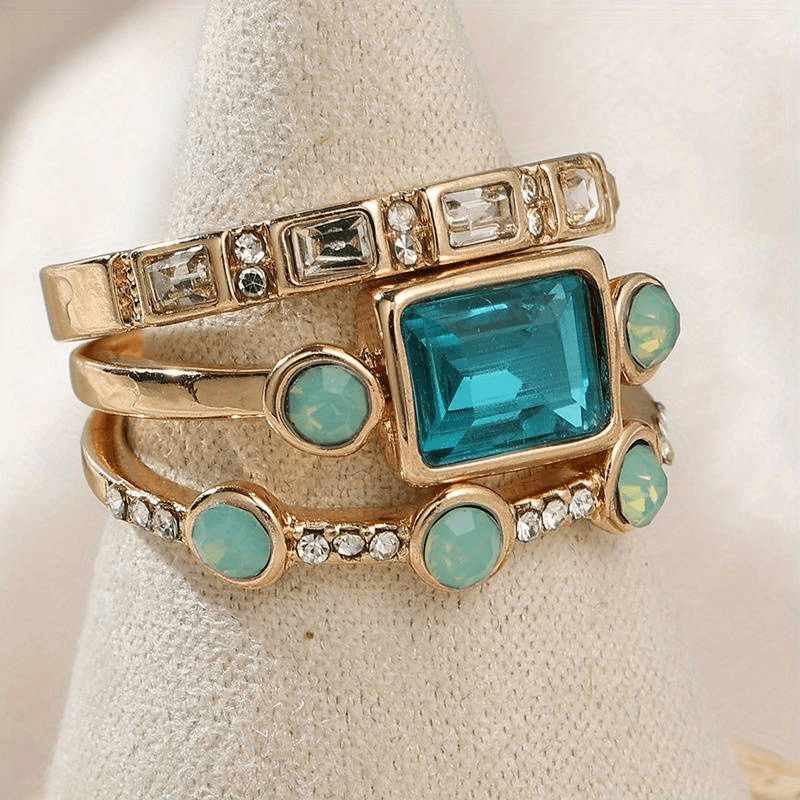KROHN-E Damen Vintage-Ring Kristall Elegantes Design