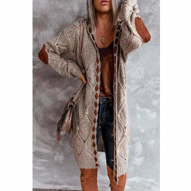 Krohn-e | Lange Strickjacke mit Kapuze