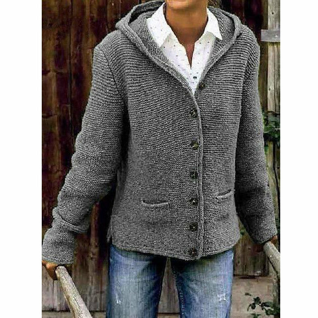 Krohn-e | Langer Kapuzenstrickmantel
