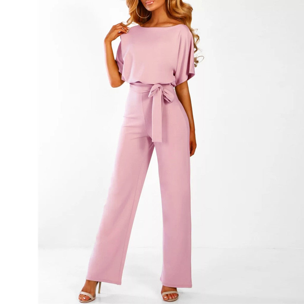 Rosalinde | Damen Jumpsuit Mit Weiten Beinen Und Gürtel