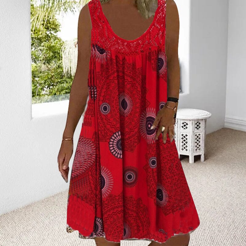 KROHN-E Damen Sommerkleid Ärmellos Leicht Viskose Midi-Kleid