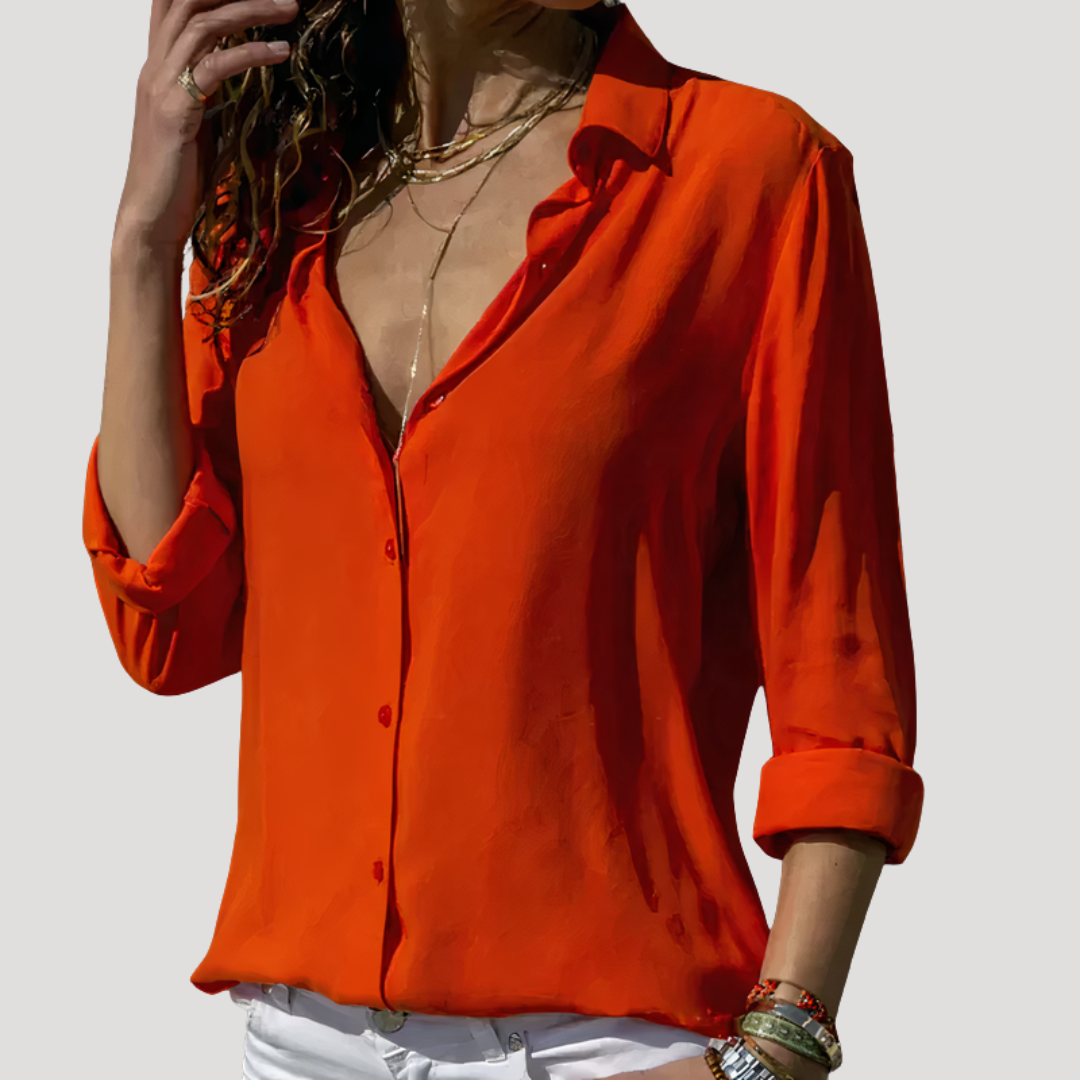Roxana | Damen Langarm Hemdbluse mit Klassischem Kragen