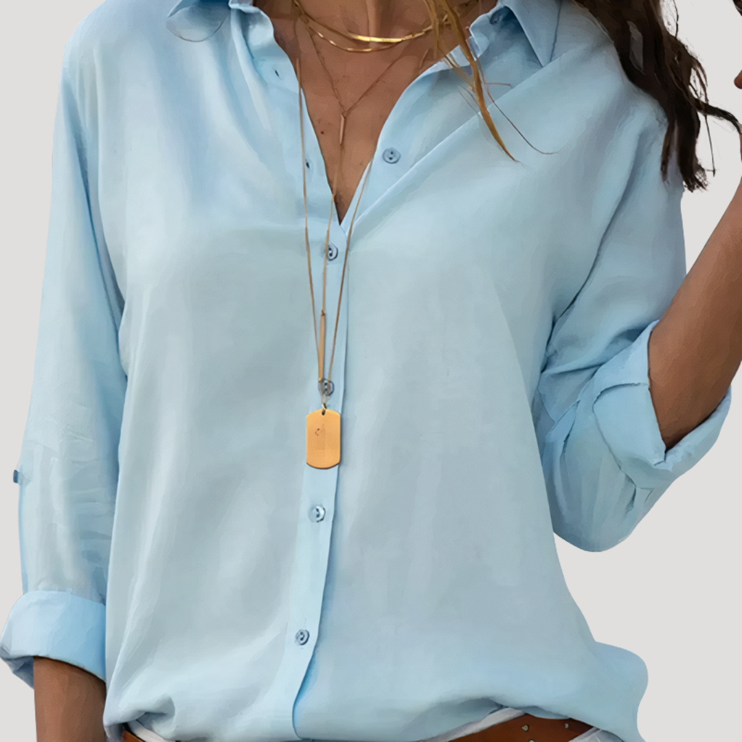 Roxana | Damen Langarm Hemdbluse mit Klassischem Kragen