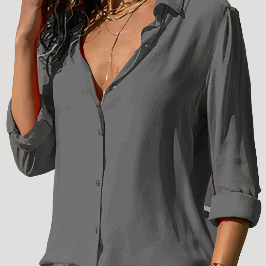 Roxana | Damen Langarm Hemdbluse mit Klassischem Kragen