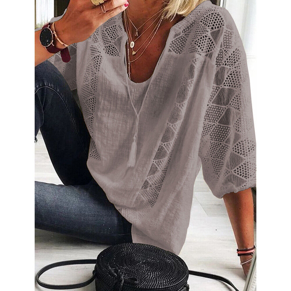 Fudus Plus-Size 3/4 Sleeve Tunic Shirt