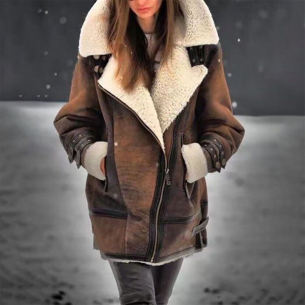 Damen Wildleder-Sherpa Jacke Sol