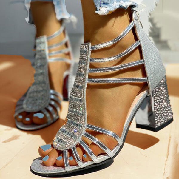KROHN-E Damen Sandalen Verstellbar Weiche Sohle Glitzer