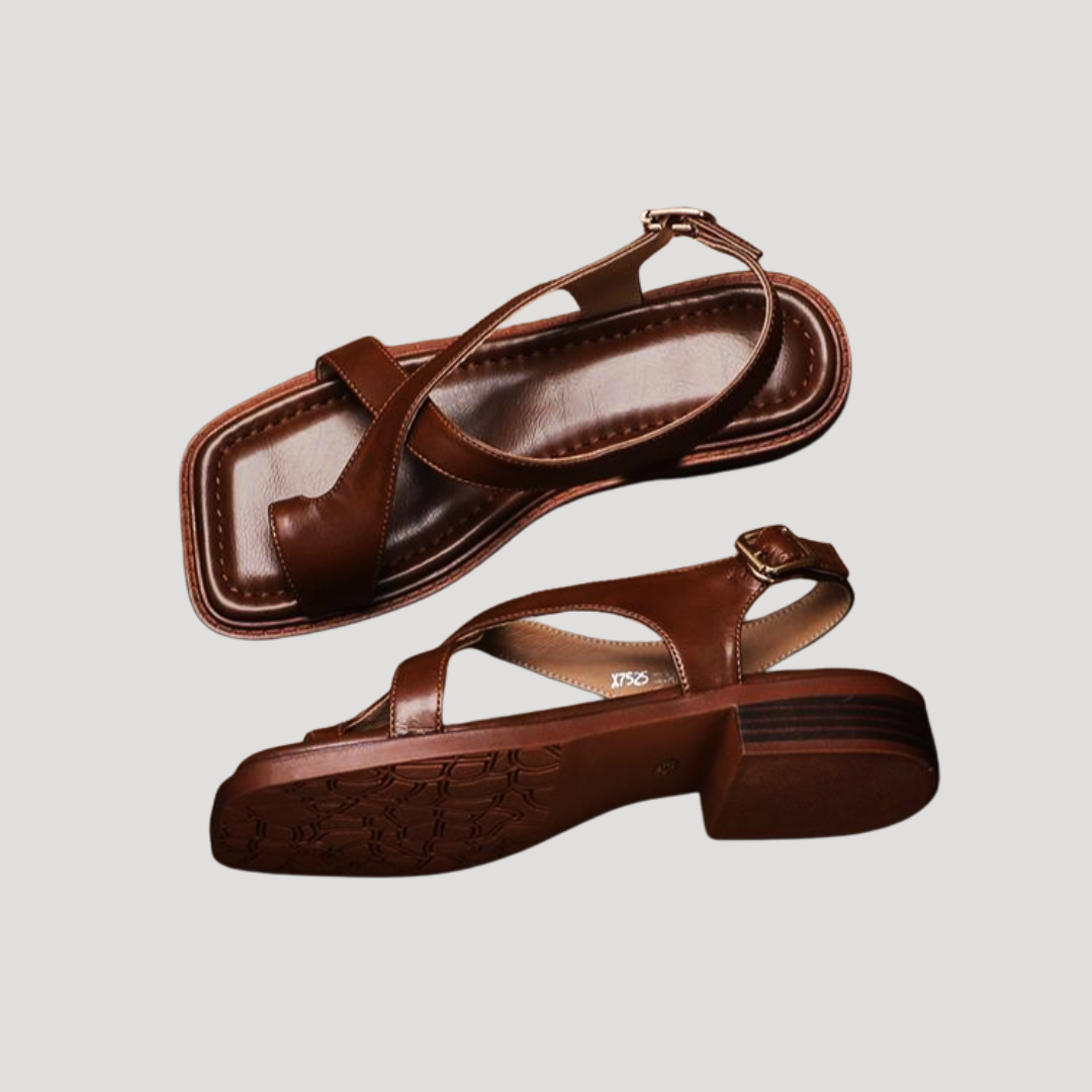 Saskia | Damen Quadratzehenform Blockabsatz Sandale