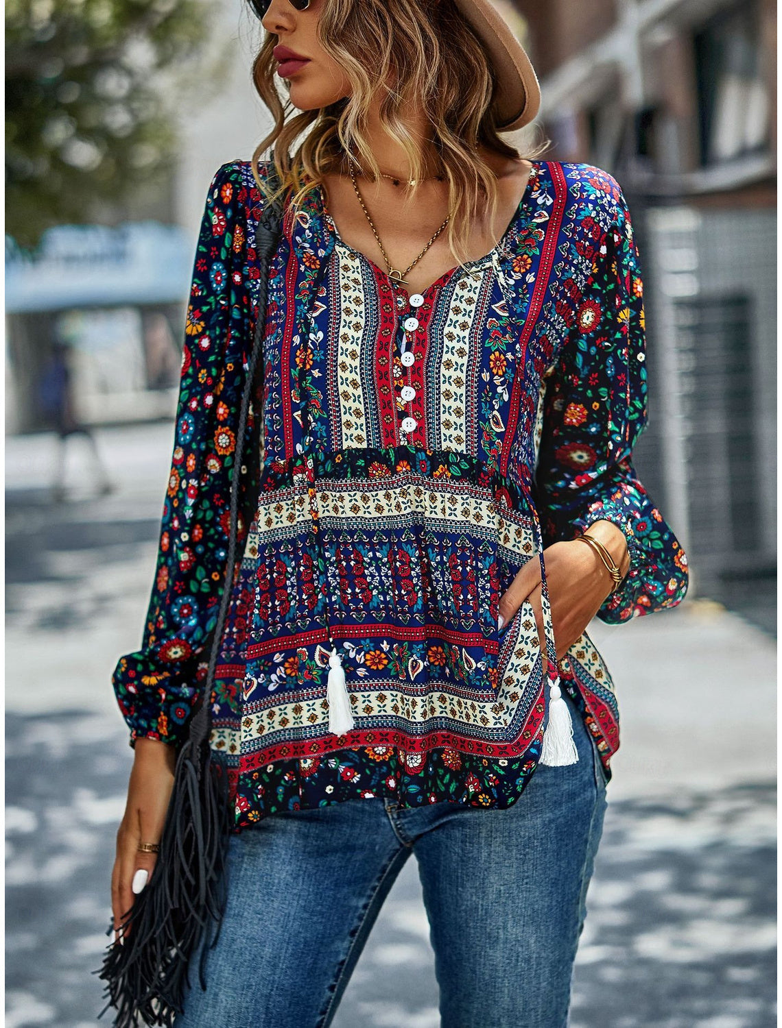 Elegante Boho-Bluse für Damen - Edeltraud
