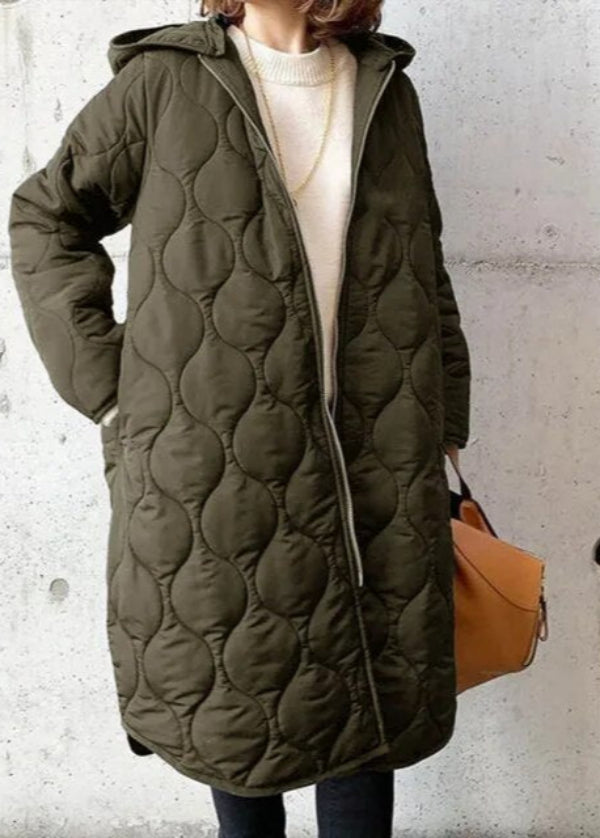Elegantly warm winter coat with hood for women - Milena