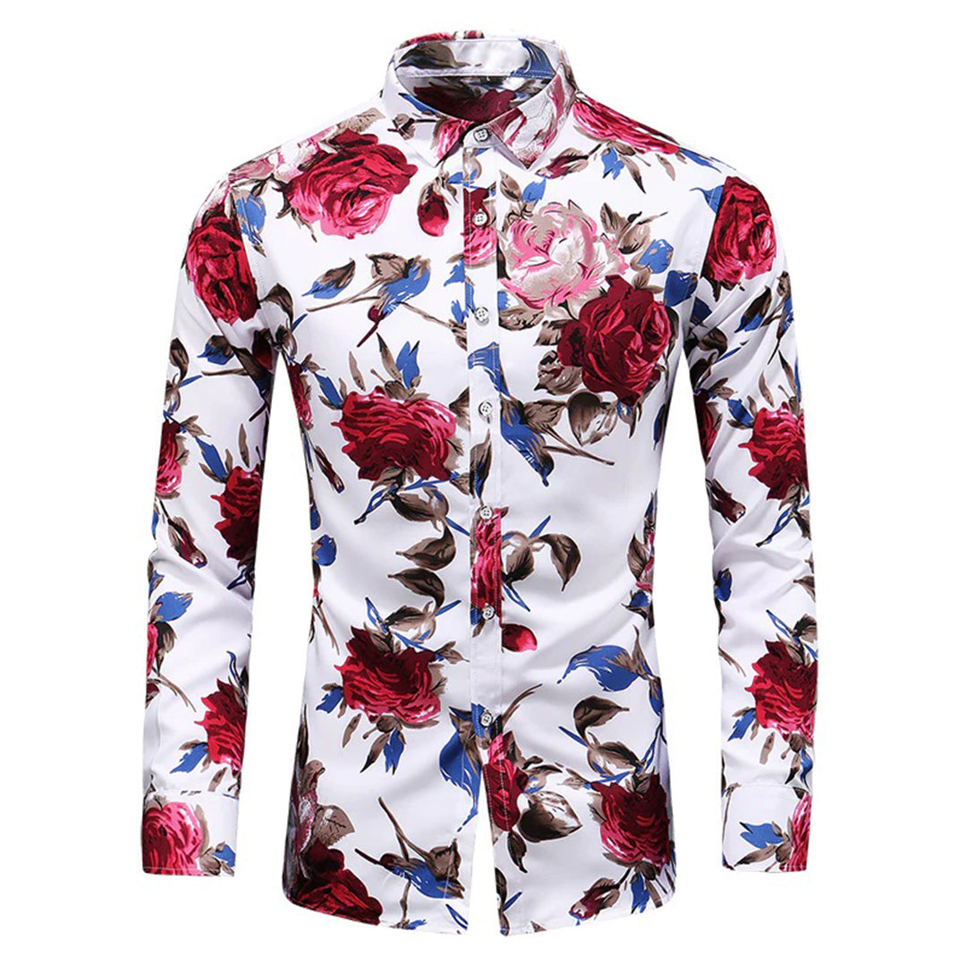 Sommerliches, schmales Poloshirt mit Blumenmuster - Cedric