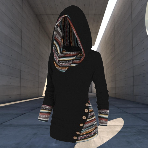 Relaxter Kapuzenpullover im Tribal-Stil