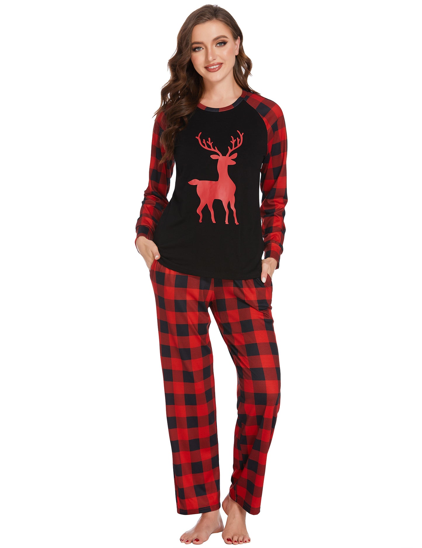 Familien Weihnachts-Pyjama Set – Eltern-Kind Partnerlook Schlafanzüge für Weihnachten