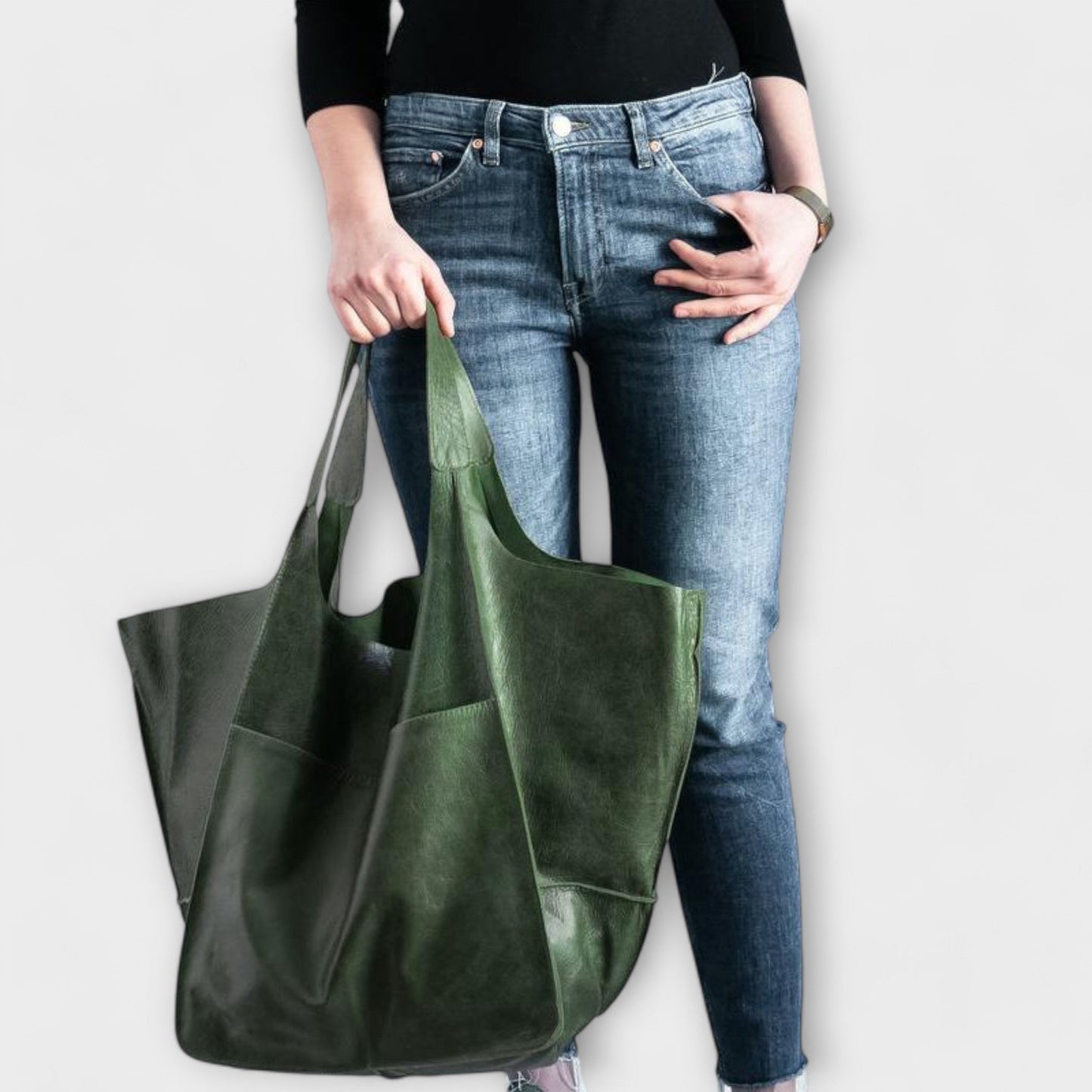 KROHN-E Damen Alltagstasche Geräumig Vielseitig Schwarz Handtasche