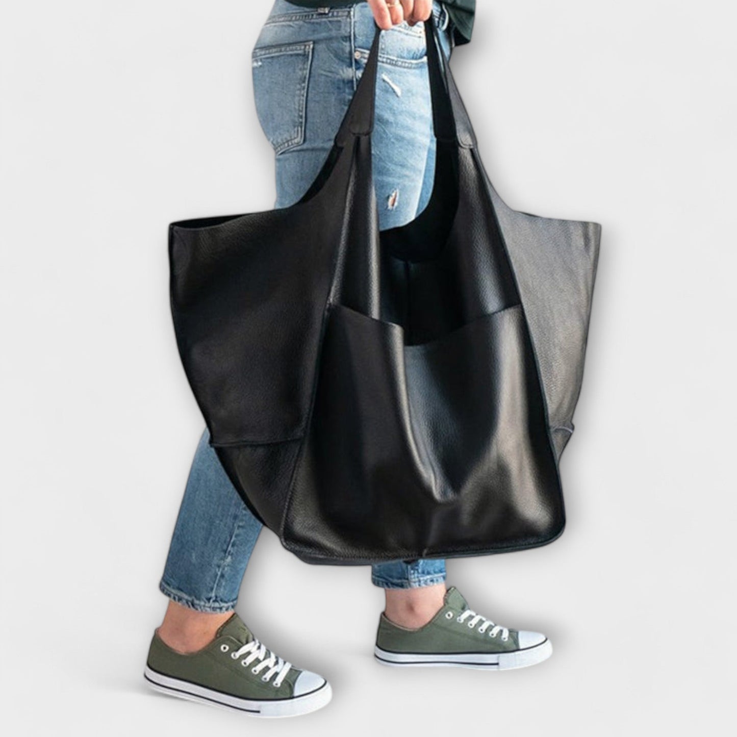 KROHN-E Damen Alltagstasche Geräumig Vielseitig Schwarz Handtasche