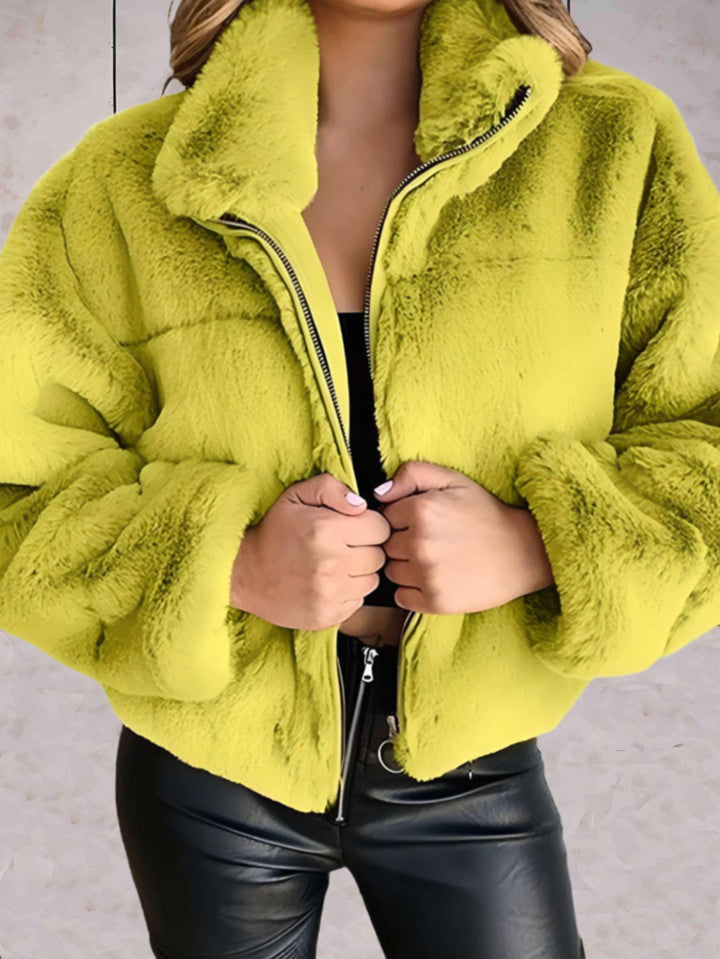 Krohn-e | Warme und Gemütliche Kunstpelzjacke mit Reißverschluss