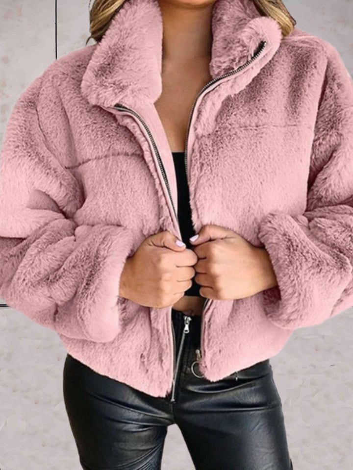 Krohn-e | Warme und Kuschelige Kunstpelzjacke mit Reißverschluss