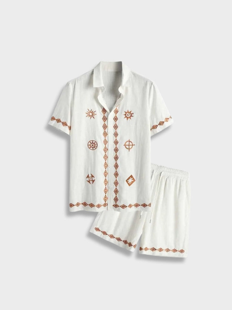 Herren-Leinenset im Aztek-Muster