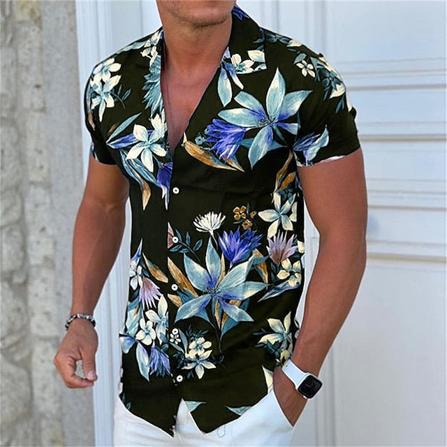 Männer-Blusenhemd mit Blumenmuster von Sibrand