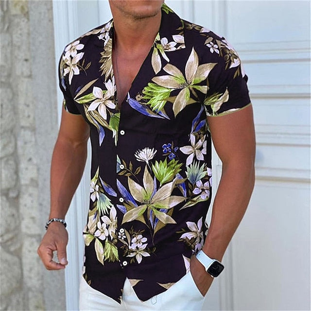 Männer-Blusenhemd mit Blumenmuster von Sibrand