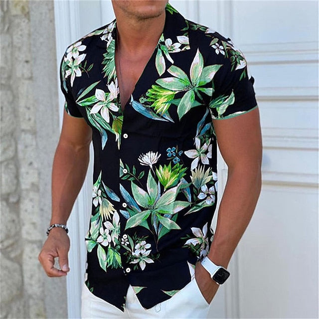 Männer-Blusenhemd mit Blumenmuster von Sibrand
