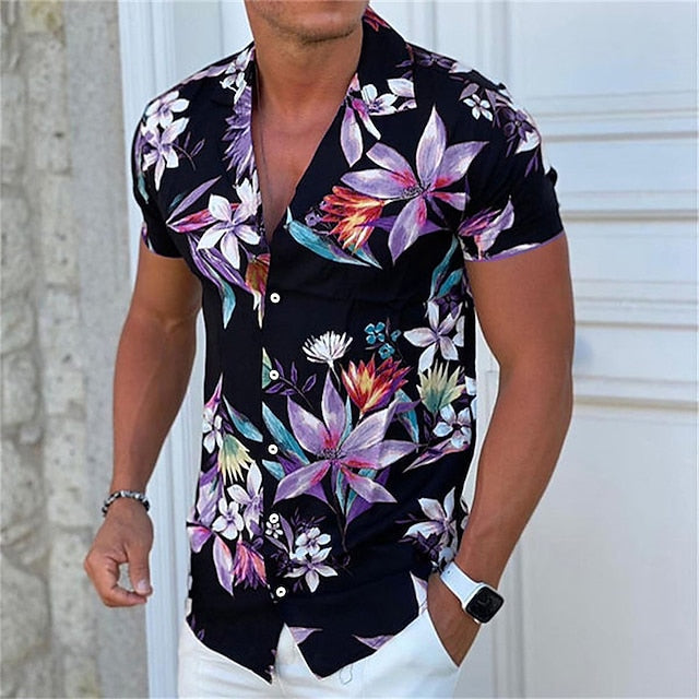 Männer-Blusenhemd mit Blumenmuster von Sibrand