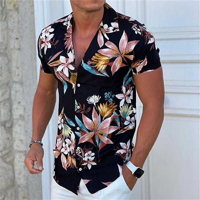 Männer-Blusenhemd mit Blumenmuster von Sibrand