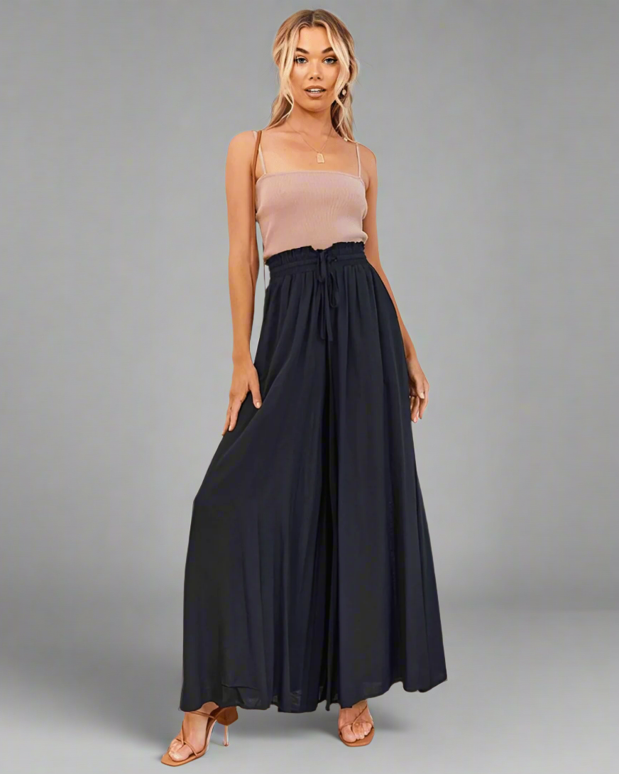 Elegante Damenhose mit hoher Taille und weitem Bein