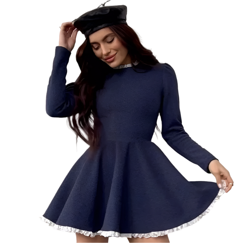 Krohn-e | Weibliche Spitzen A-Linien Mini Kleid