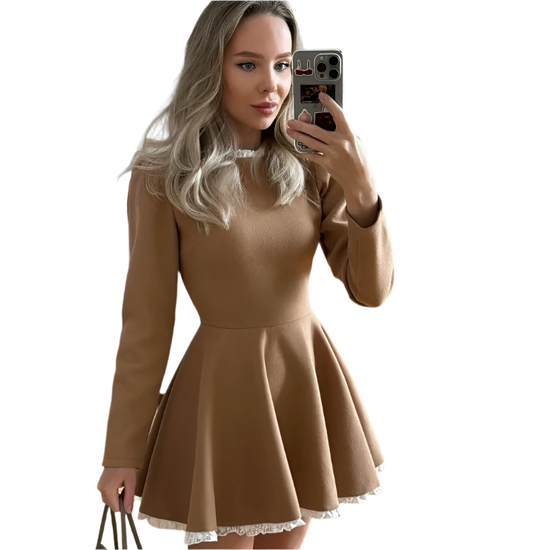 Krohn-e | Weibliche Spitzen A-Linien Mini Kleid