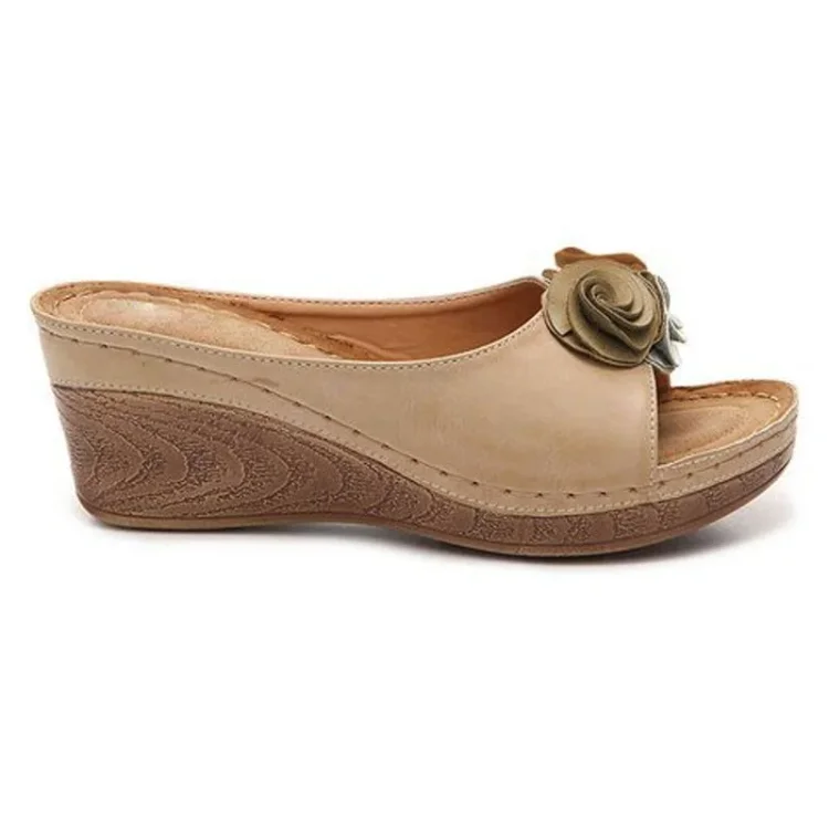KROHN-E Damen Keilabsatz Sandalen Gepolstert Verstellbar