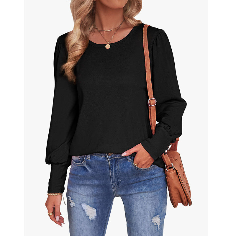 Damen-Pullover Nellek: Klassischer Rundhals mit Puffärmeln