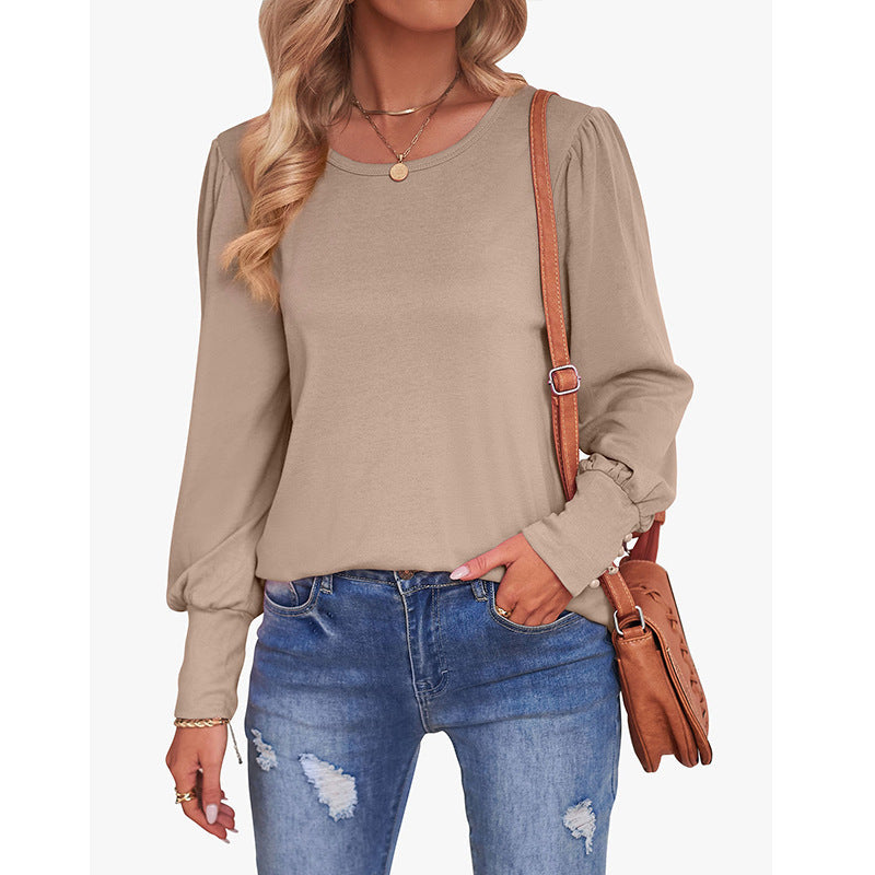 Damen-Pullover Nellek: Klassischer Rundhals mit Puffärmeln