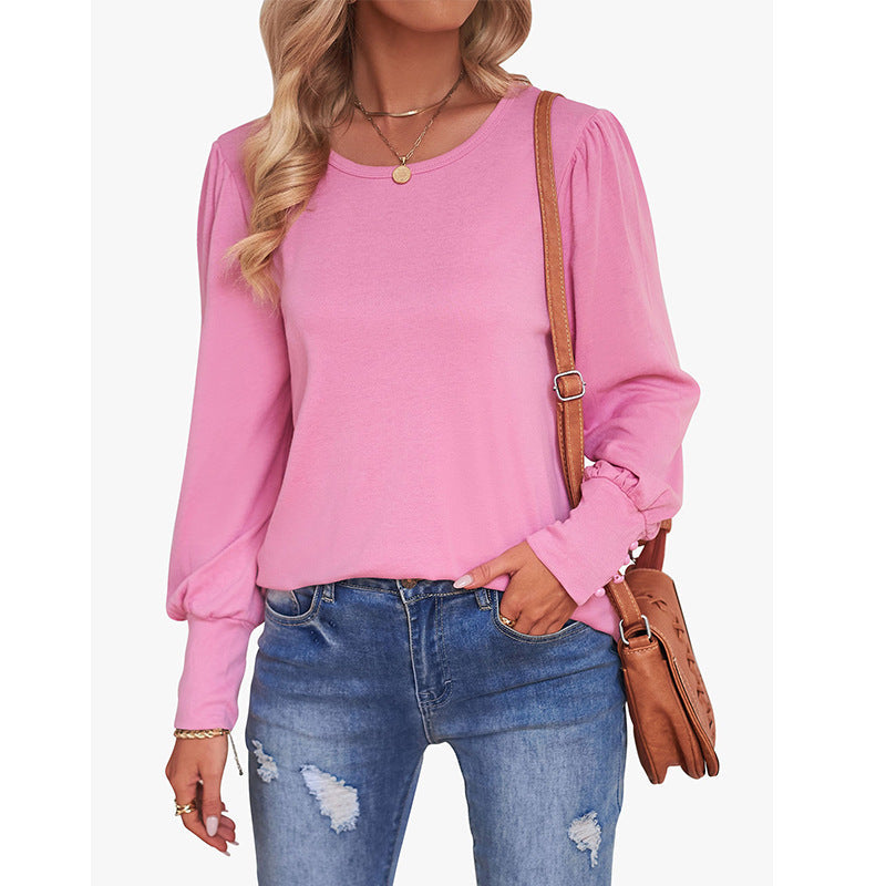 Damen-Pullover Nellek: Klassischer Rundhals mit Puffärmeln