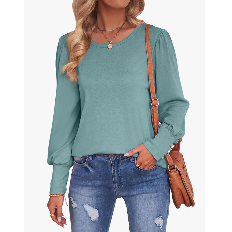 Damen-Pullover Nellek: Klassischer Rundhals mit Puffärmeln