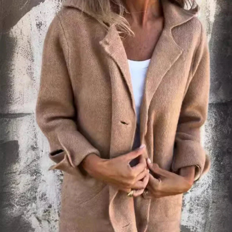 Krohn-e | Gemütliche Mittellange Jacke mit Umgeschlagenen Manschetten