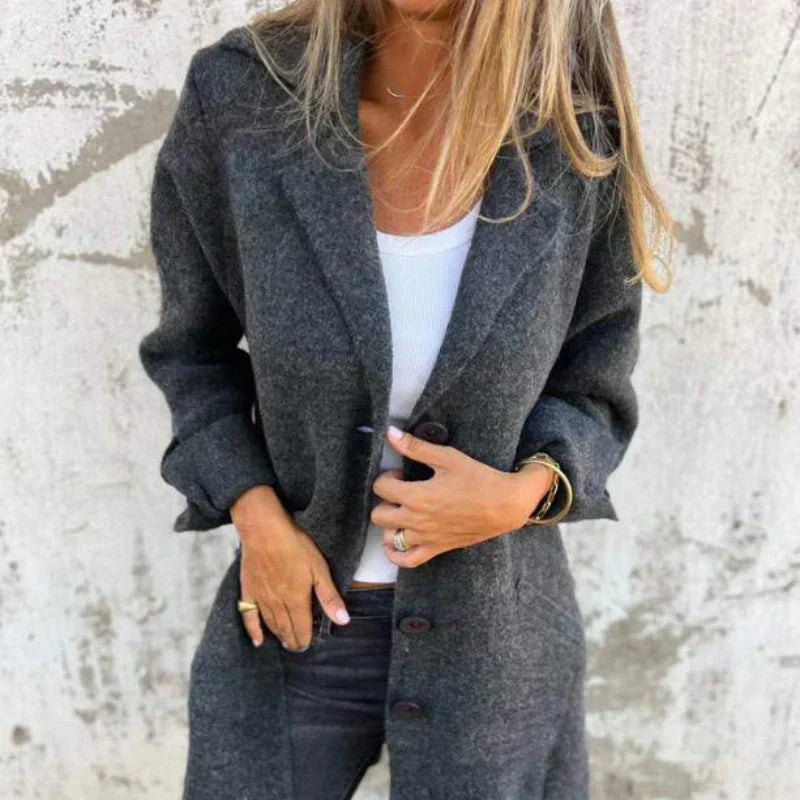 Krohn-e | Bequeme Mittellange Jacke mit Hochgeschlagenen Ärmel