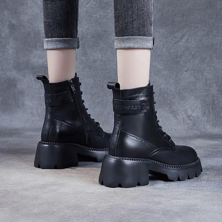 KROHN-E Damen Orthopädische Stiefel Schwarz Komfort