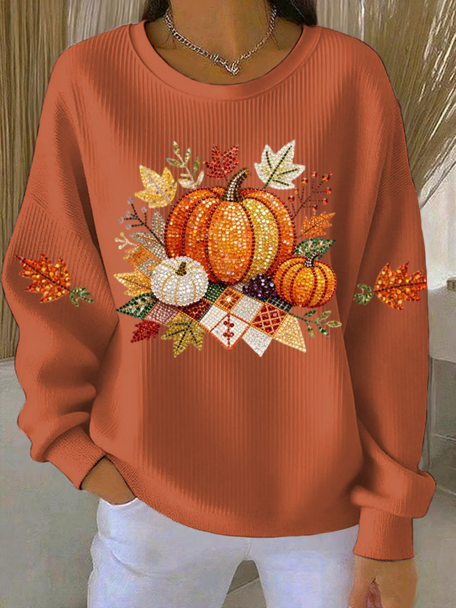 KROHN-E Damen Sweatshirt Herbst-Erntemotiv Baumwolle