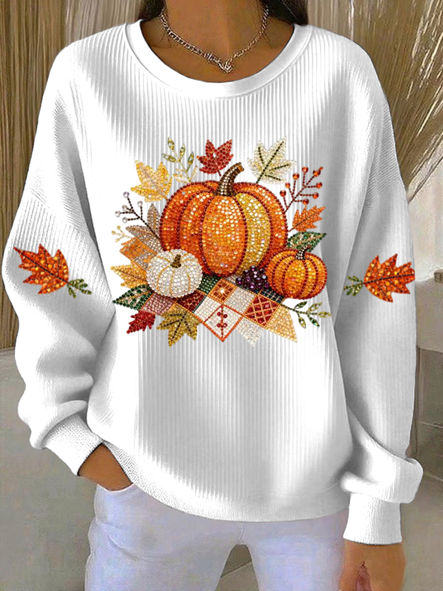KROHN-E Damen Sweatshirt Herbst-Motiv Baumwolle Entspannte Passform