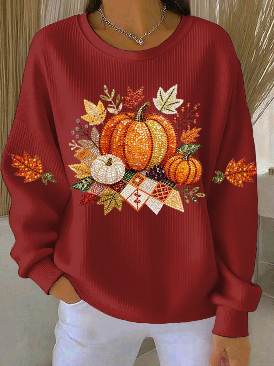 KROHN-E Damen Sweatshirt Herbst-Motiv Baumwolle Entspannte Passform